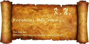 Koroknai Nándor névjegykártya